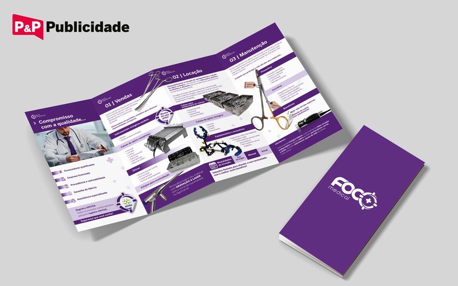 Foco Medical — folder institucional, frente