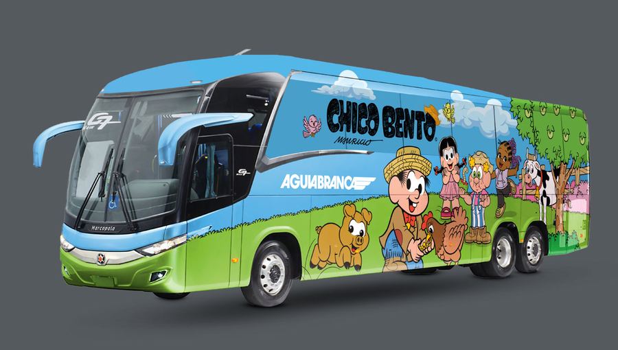 MSP Estúdios — pintura de ônibus Chico Bento